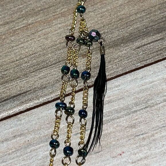 Hair Extension Hair Bobby Pin Blue Gold Tome Boho Hippie Chic Genuine Feather - Picture 3 of 6